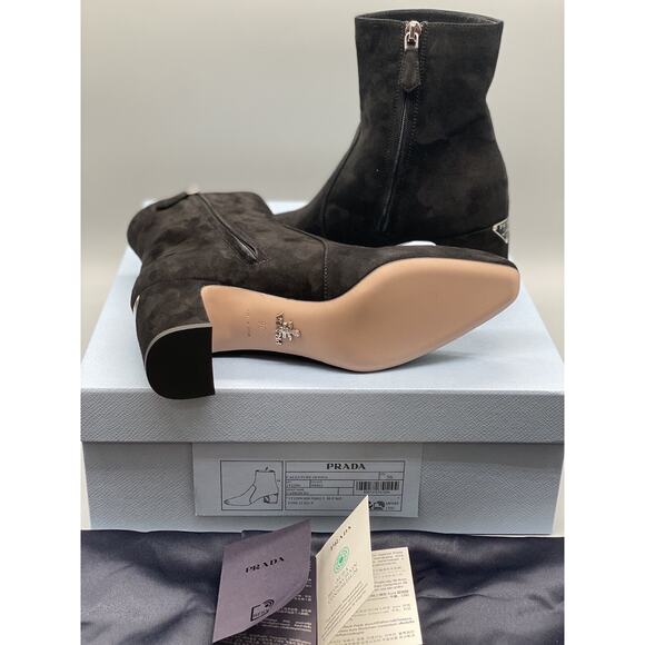 Prada Suede Block-Heel Ankle Booties sz. 36 EU (6 US) - Picture 5 of 7